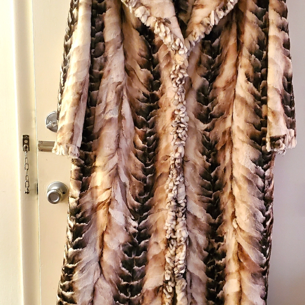Sheared multi-colored mink coat